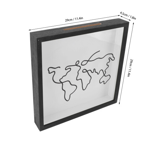29CM White Shadow Box Map Frame with Ticket & Postcard Slot Display 1