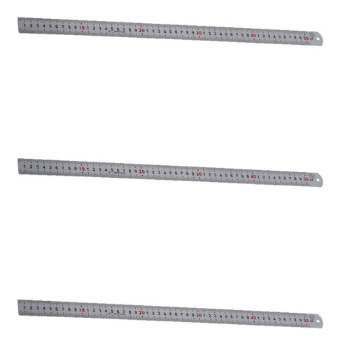 3X Double Side Scale Stainless Steel Straight Ruler Measuring Tool 50c 1