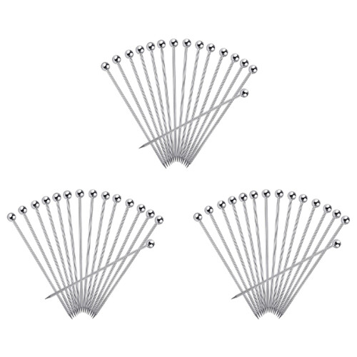 Lot de 45 pics à cocktail réutilisables en acier inoxydable de 10 cm 1