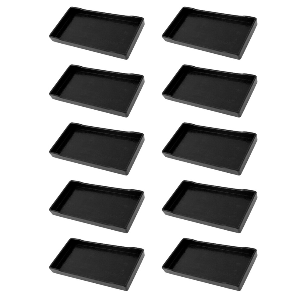 10 Bandejas Rectangulares De PláStico Para Comida, Color Negro-image
