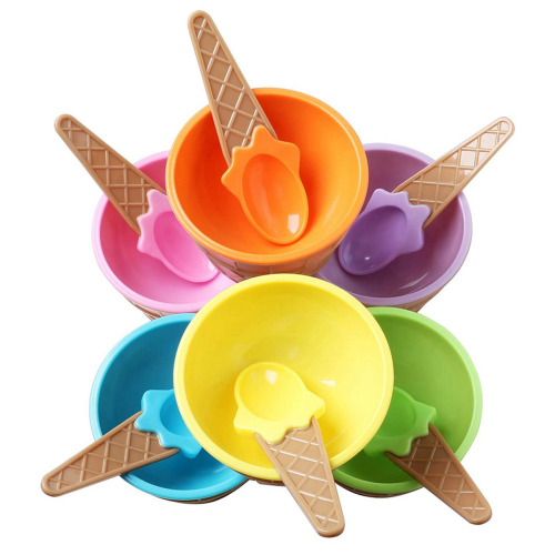 30Pcs Eis Schüssel Set Verschiedene Farbe Löffel Geschirr Kinder Warenkorb 2