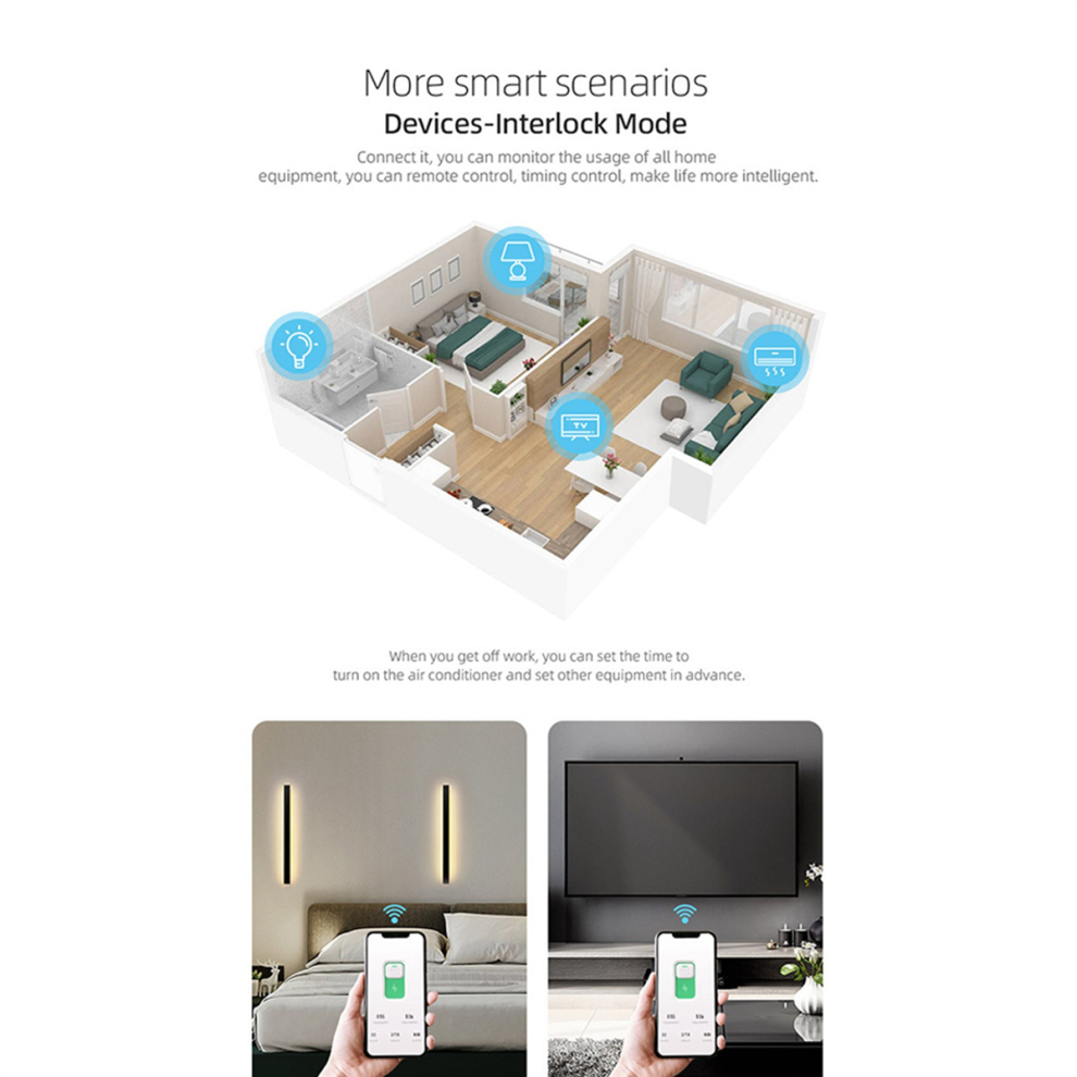 2X 40A Tuya Single Phase Din Rail Wifi Smart Energy Meter Timer Power 4851780691973