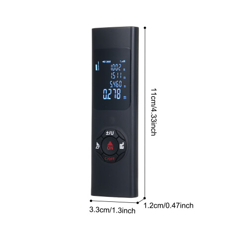 Mini Laser Distance Meter 40m IP54 Waterproof, Black, 11*3.3*1.2cm 1