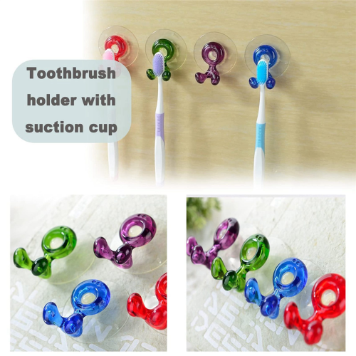 Lot de 2 porte-brosses à dents avec ventouses et crochets muraux réutilisables 2