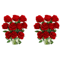 Artificial Rose Flower Red Silk Roses with Stem Flowers Bouquet Weddin