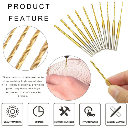 Micro-Twist Drill Bit Set - 20Pcs 0.6mm-2.2mm Tiny 2.35 Shank HSS Mini 2