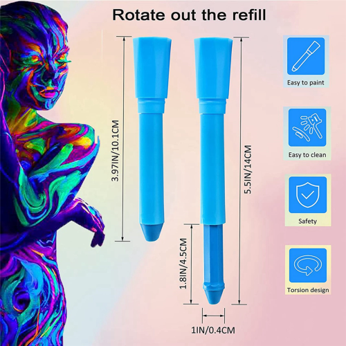Lot de 12 bâtons de peinture pour le visage et le corps phosphorescents 2
