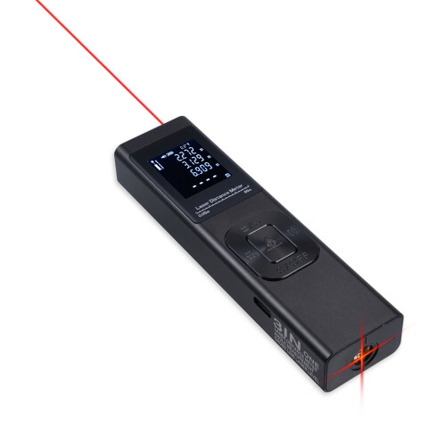 3-in-1 Laser Distance Meter with Angle Measure, Backlit LCD, 60M, Black