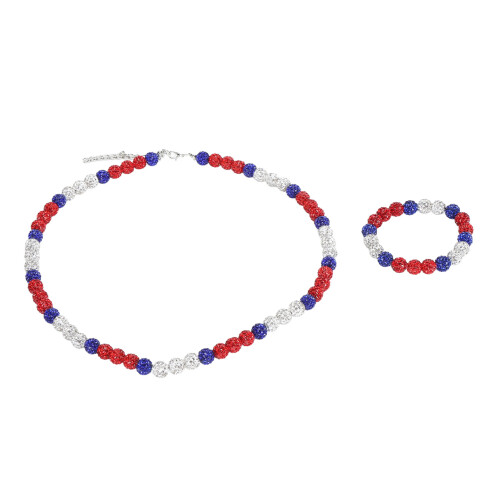 Collana e bracciale baseball Blu scuro/Rosso60cm/23.6in