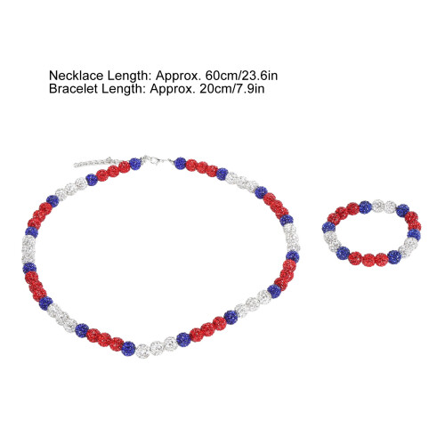 Collana e bracciale baseball Blu scuro/Rosso60cm/23.6in 1