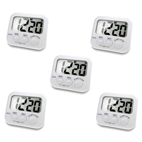 5X Digital Kitchen Timer, Large Screen Font Display, Magnetic Back Coo