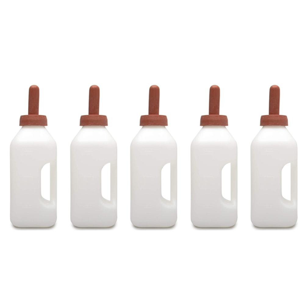 5X Calf Bottle With Handle And Push-On Nipple 2 Quart Feeder For Nursi Torribaly