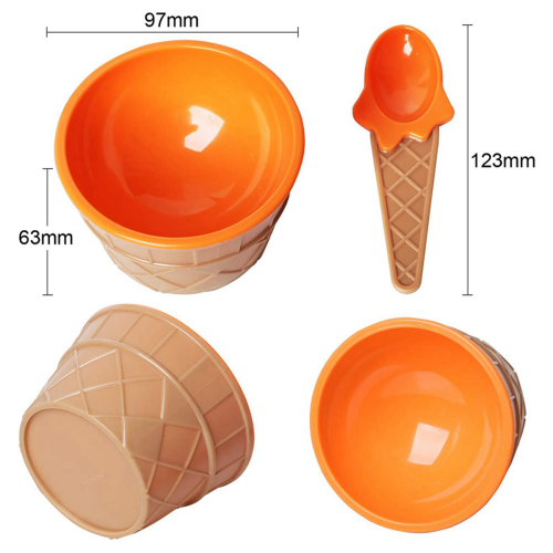 24Pcs Eis Schüssel Set Verschiedene Farbe Löffel Geschirr Kinder Warenkorb 2