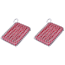 2X Cast Iron Skillet Cleaner,316 Stainless Steel Chainmail Cleaning Sc