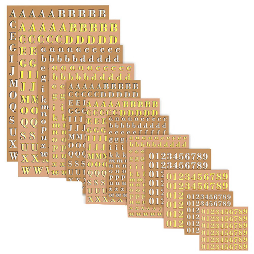 24 Sheets Letter Resin Stickers, Small Alphabet Number Stickers for Ar 2