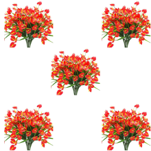 20 Bunches Artificial Fake Flowers Faux Anthurium Plants Plastic Shrub
