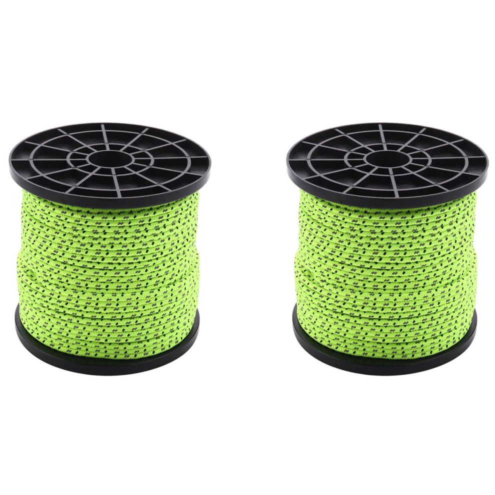 Lot de 2 cordes de tente réfléchissantes lumineuses 4 mm 50 m/16,4 pi qui brillent dans le noir