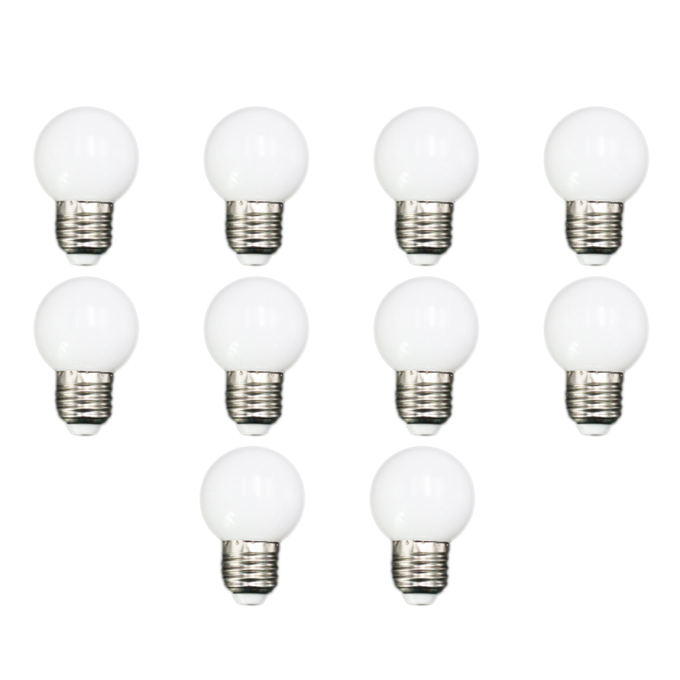 10X E27 Led Bulbs - 1w Pe Frosted Globe Colorful White/Red/Green/Blue/-image-OPC-PJDJ75F-NEW