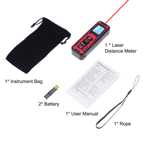 Laser-Distanzmesser Rot/Schwarz 11.5x3.6x2.5cm, 20S 2