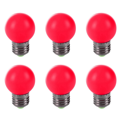 6X E27 LED Light Warm Red Bulb Plastic (0.5W Power, Red) 1