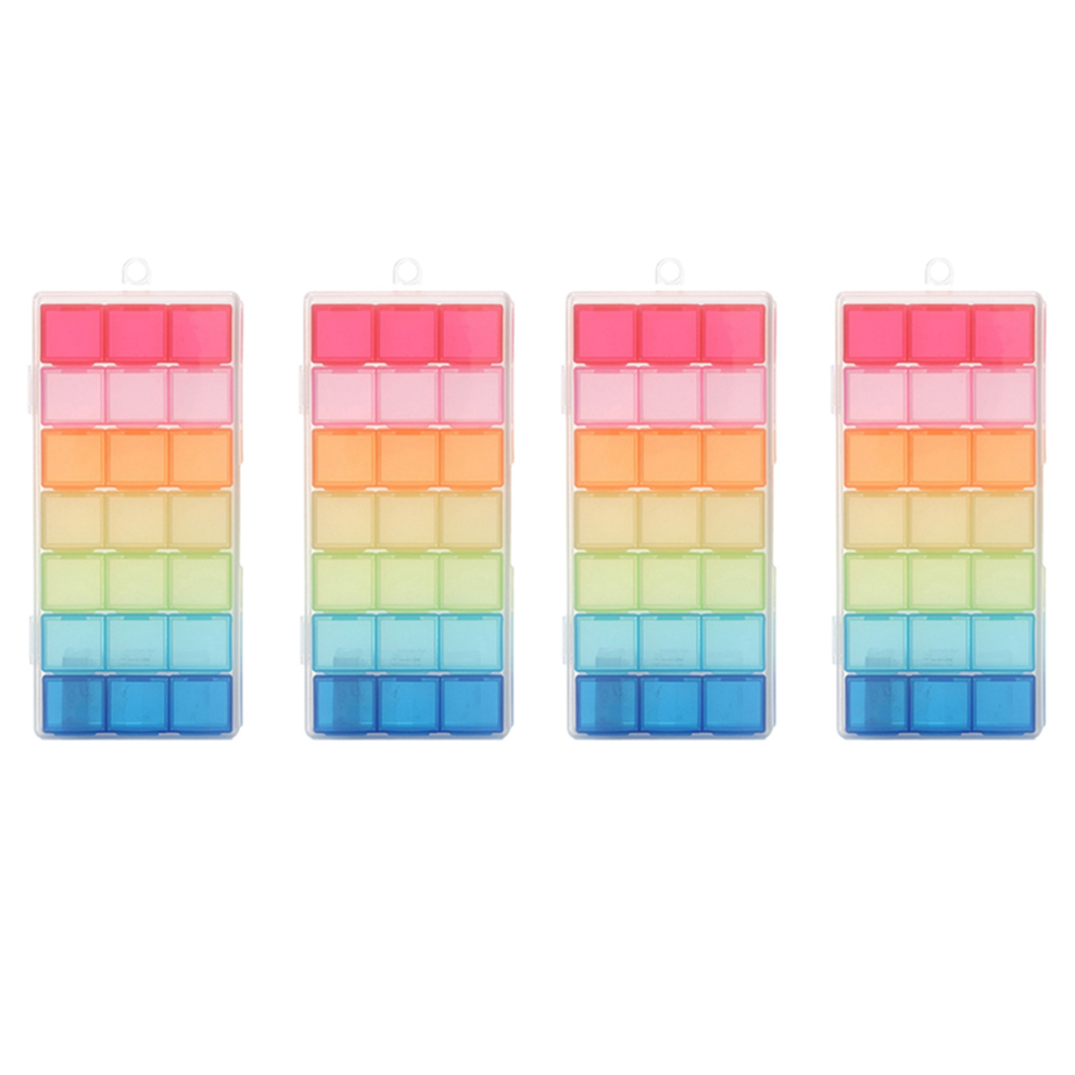 Torribaly 4X 21 Compartment Transparent Color Empty Plastic Box Pill Medicine Or