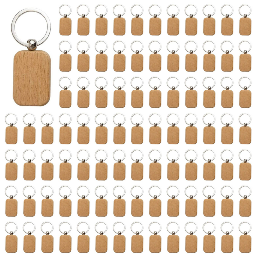 600Pcs Blank Rounded Rectangle Wooden Keychain Diy Key Tag Can Be Engr 4851780607585
