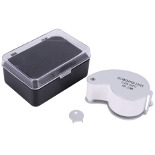 2pcs 40 X 25mm Glass Lens Jeweler Loupe Magnifier with LED-Silver