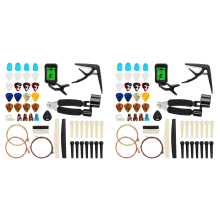 Kit di accessori per chitarra da 130 pezzi con corde, accordatore, capotasto, plettri, plettro