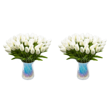 60Pcs Artificial Tulips Flowers Real Touch Fake PU Tulip Bouquet Latex