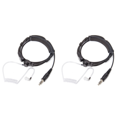 2X Telescopic Heavy Duty Throat Vibration Mic Headphone Plug for Walki