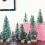 50PCS Miniature Artificial Christmas Trees 5 Sizes,with Wooden Base fo 6