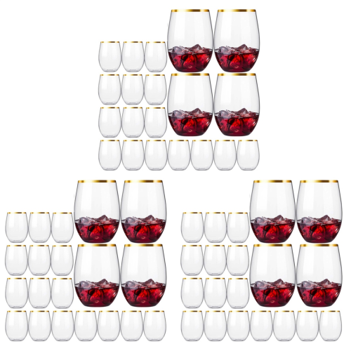 60 Verres à Vin En Plastique Transparent - 180 Ml - Réutilisables, Anti-brûlure, Pour Fêtes, Anniversaires, Barbecues - 9