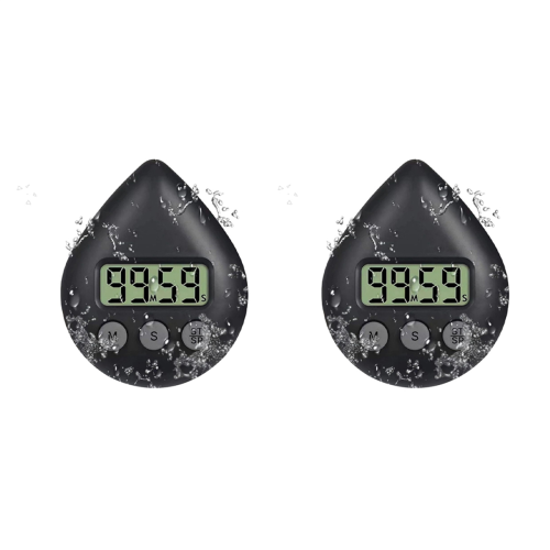 2X Silent Non-Ticking Battery Operated Shower Timer, Waterproof Digita
