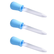 3x 5 ml doorzichtige plastic pipet voor vloeibare medicijnen, blauw voor baby's