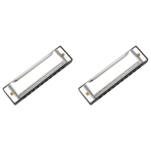 2x 10 gaten Blues mondharmonica muziekinstrument roestvrij staal mondstuk