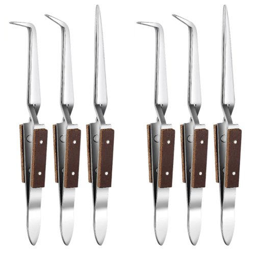 6Pcs Precision Reverse Tweezers Non-Conductive, Heat Resistant, Anti-M