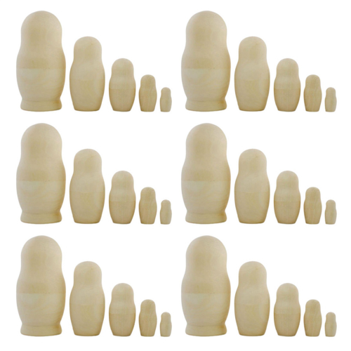 6X Unpainted Russian Nesting Dolls DIY Blank Unfinished Doll Kit Matry 1