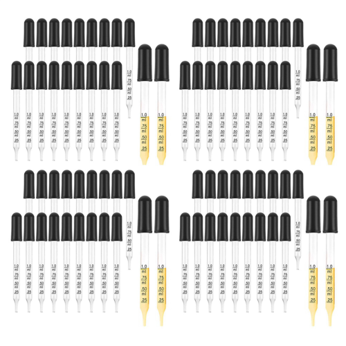 80 pipettes compte-gouttes en verre de 1 ml avec ventouse noire 1