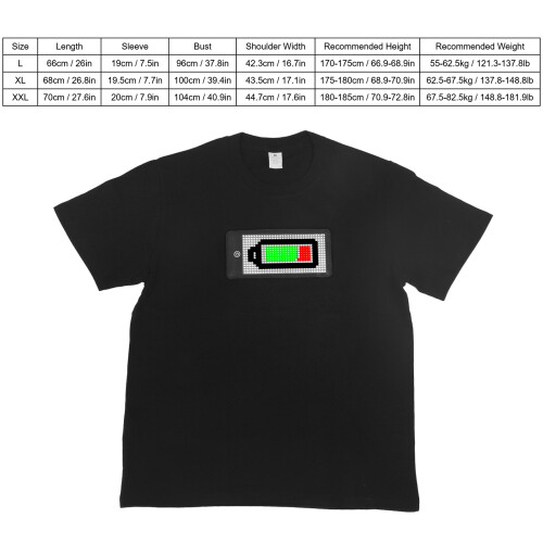 Camiseta LED SPOTLED 1500mAh XL Multicolor Bluetooth 1
