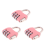 3X Luggage Box Resettable Combination Lock Padlock 3 Digit Number Pink 2