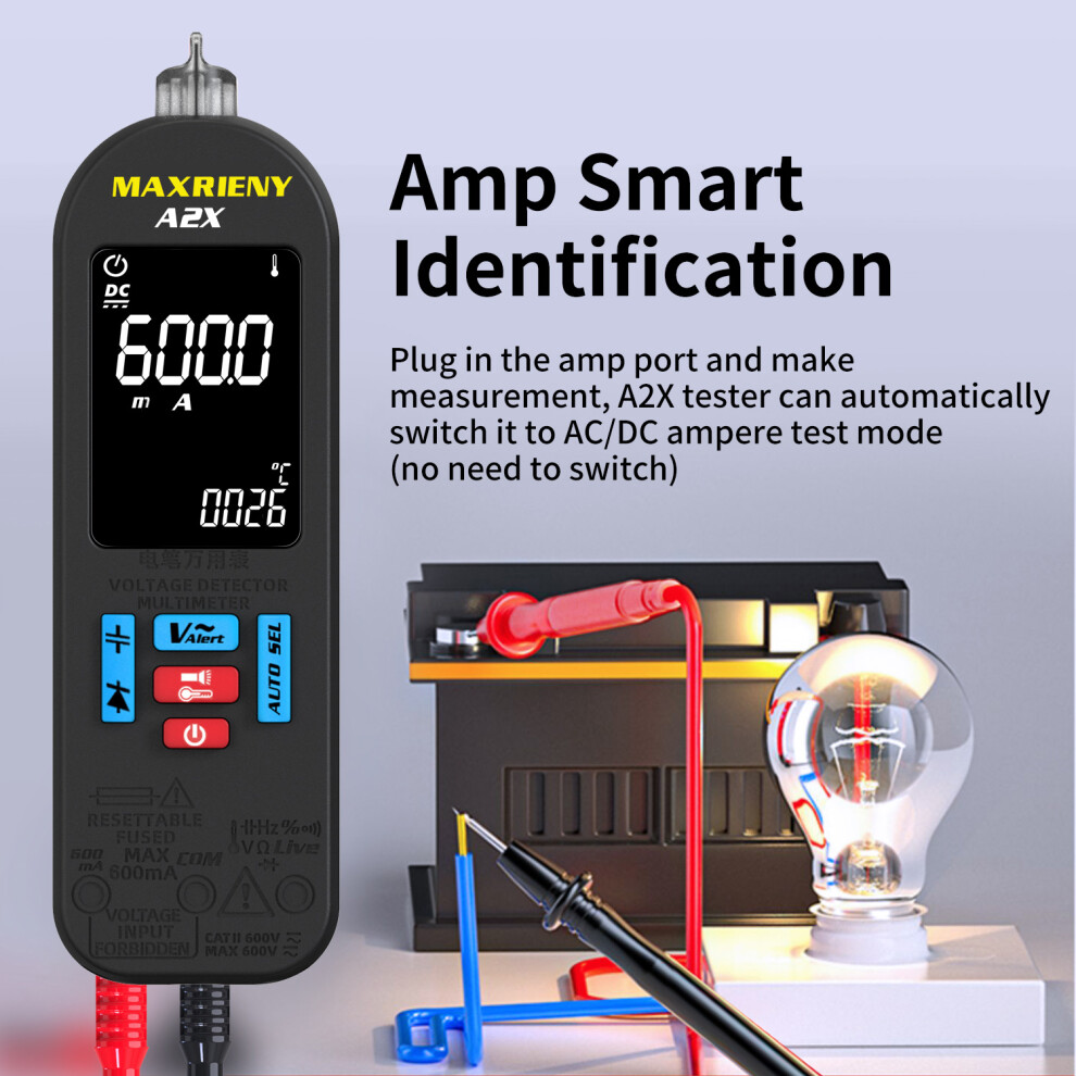 Maxrieny A2x Digital Multimeter 620V Ac/Dc Resistance Tester With Flashlight 4981335148666