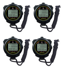 4x digitale sportstopwatch, 10 ronden/gesplitst geheugen stopwatch aftellen