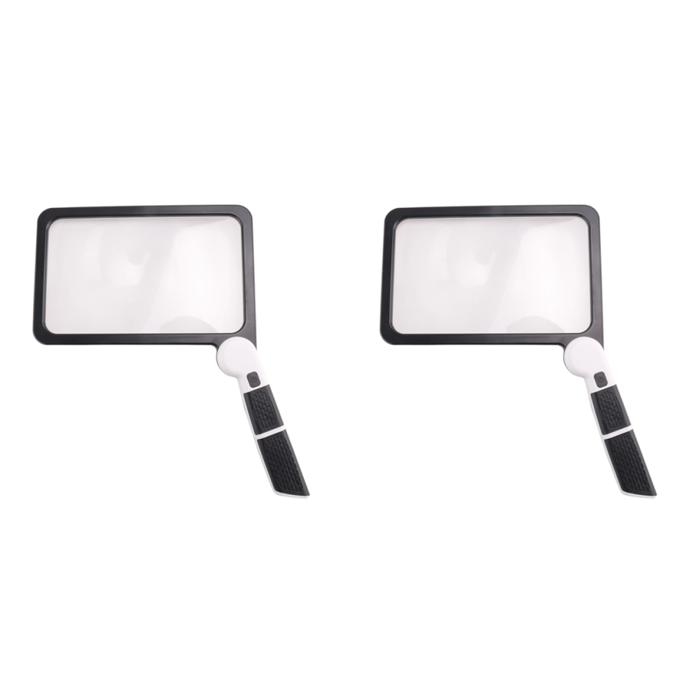 Torribaly 2Pcs Full-Page 5X Magnifying Glass Folding Lighted Magnifier With 48 L