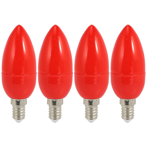 4X LED Candle Light Bulbs Red Fortune Lamp God Lights Energy Saving Li