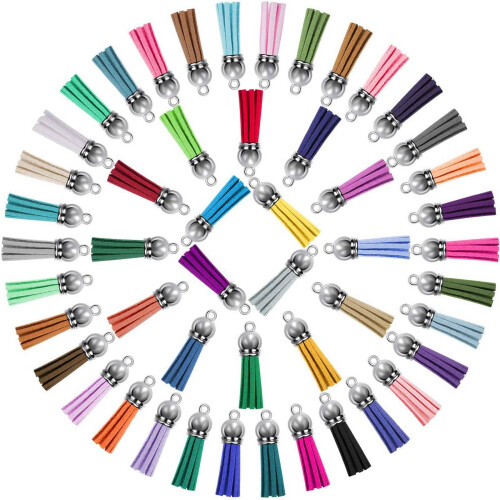 500Pcs Keychain Tassels Bulk Colored Leather Tassel Pendants for DIY a 2