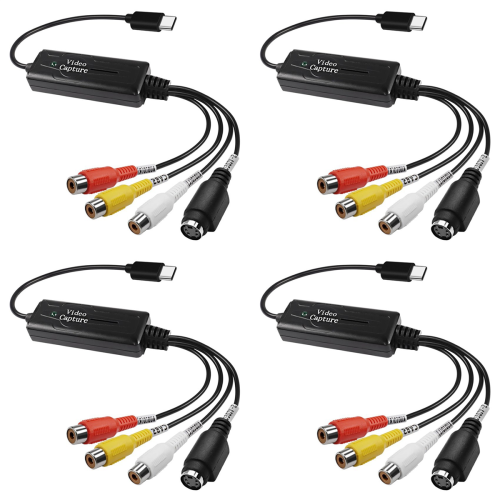 Μετατροπέας 4X AV σε USB C Προσαρμογέας κάρτας λήψης βίντεο 1 καναλιού NTSC PAL 1