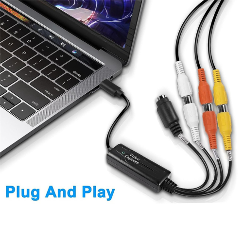 Μετατροπέας 4X AV σε USB C Προσαρμογέας κάρτας λήψης βίντεο 1 καναλιού NTSC PAL 2