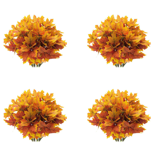 Artificial Maple Leaves Branches Autumn 20 Bundles Fall Decorations Ou