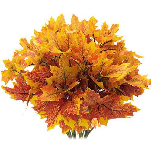 Artificial Maple Leaves Branches Autumn 20 Bundles Fall Decorations Ou 2
