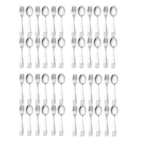 48 Pieces Kids Silverware Stainless Steel Children's Safe Flatware Chi